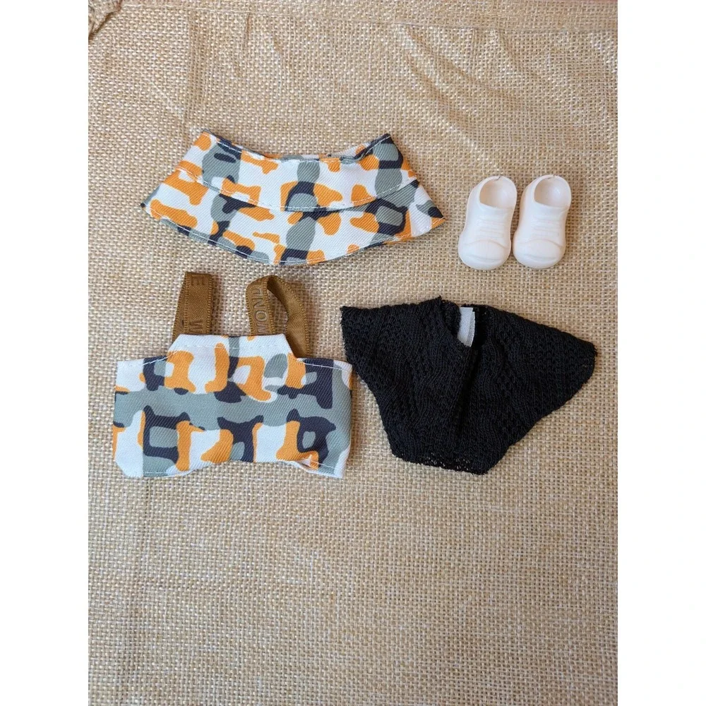 Clothes for Labubu - Camouflage Romper, Top,  Hat, Shoes 4 Piece Outfit NO DOLL